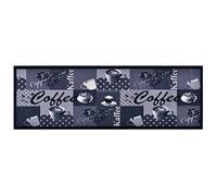 vidaXL Tapis de Sol de Cuisine Lavable Paillasson Moquette de Sol Tapis de Couloir Tapis Antidérapant Moquette de Cuisine Bleu Café 45x150 cm