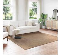 vidaXL Tapis carré AGIRA Naturel 240 x 240 cm Polyester antidérapant touché doux Beige et Marron