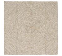 vidaXL Tapis de Surface Naturel et Blanc 120 x 120 cm Jute, Tapis Modernes, Jute, Grand Format pour Salon, décor de Sol texturé, écolo, Design Minimaliste