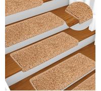 vidaXL Tapis d'escalier 10 pièces 65 x 21 x 4 cm Beige Bord rectangulaire 149819