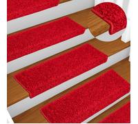 vidaXL Tapis d'escalier 10 pièces 65 x 21 x 4 cm Bordure rectangulaire rouge 149829