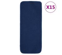 vidaXL Tapis d'escalier 15 pcs 60x25 cm Bleu marine Rectangulaire