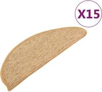 vidaXL Tapis d'escalier 15 pcs. 65x21x4 cm Sisal demi-rond Grand