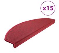 vidaXL Tapis d'escalier 15 pcs. 65x24x4 cm Bordeaux Demi rond Grand