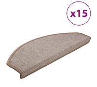 vidaXL Tapis d'escalier 15 pcs. 65x24x4 cm brun clair demi-rond Grand
