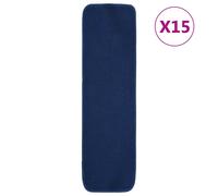 Tapis d escalier 15 pcs 70x20 cm Bleu marine Rectangulaire