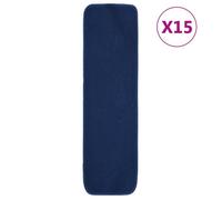Tapis d escalier 15 pcs 70x20 cm Bleu marine Rectangulaire