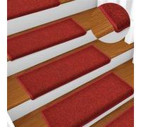 vidaXL Tapis d'escalier 15 pièces 65 x 21 x 4 cm Rouge bordure rectangulaire