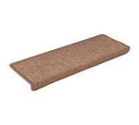 vidaXL Tapis d'Escalier 15 pcs, Protections d'Escalier Antidérapantes, Moquettes de Marches Insonorisantes, Décorations Intérieur, 65x21x4 cm Marron