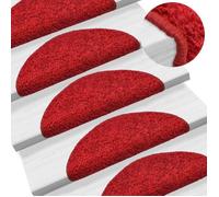 vidaXL Tapis d'escalier 15 pcs rouge 56x17x3 cm 133899