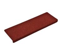 Vidaxl Tapis D'escalier 15 Pcs Tissu Aiguilleté 65x25 Cm Rouge