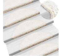 vidaXL Tapis d'escalier 15 pièces 56 x 17 x 3 cm Blanc Demi-rond 133898