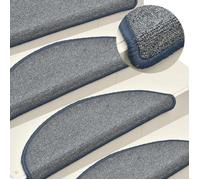 vidaXL Tapis d'escalier 15 pièces 56 x 17 x 3 cm Gris clair et bleu Demi-rond 322374