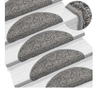 vidaXL Tapis d'escalier 15 pcs Gris 56x17x3 cm 133892