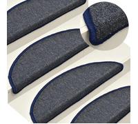 vidaXL Tapis d'escalier 15 pièces 56 x 17 x 3 cm Gris foncé et bleu Demi-rond 322364