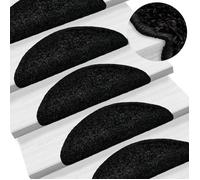 vidaXL Tapis d'escalier 15 pièces 56 x 17 x 3 cm Noir Demi-rond 133893