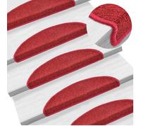 vidaXL Tapis d'escalier 15 pièces 56 x 17 x 3 cm Rouge Demi-rond 133881