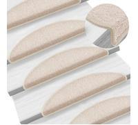 vidaXL Tapis d'escalier 15 pièces 56 x 17 x 3 cm demi-rond Taupe