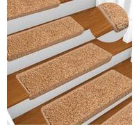 vidaXL Tapis d'escalier 15 pièces 65 x 21 x 4 cm Beige Bord rectangulaire 134577 Beige G