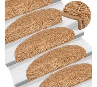 vidaXL Tapis d'escalier 15 pièces 65 x 21 x 4 cm Beige Demi-rond Grand 133902