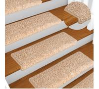 vidaXL Tapis d'escalier 15 pièces 65 x 21 x 4 cm Bordure rectangulaire dorée 326202