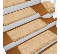 vidaXL Tapis d'escalier 15 pièces 65 x 21 x 4 cm Crème Bord rectangulaire 134579