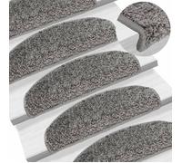 vidaXL Tapis d'escalier 15 pièces 65 x 21 x 4 cm Gris Demi-rond Grand 133900