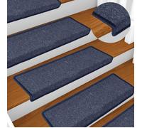 Vidaxl Tapis D'escalier 15 Pcs 65x25 Cm Gris Et Bleu
