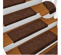 vidaXL Tapis d'escalier 15 pièces 65 x 21 x 4 cm Marron Bord rectangulaire 134578