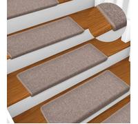 vidaXL Tapis d'escalier 15 pièces 65 x 21 x 4 cm Marron clair Bord rectangulaire 134569