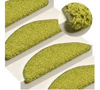vidaXL Tapis d'escalier 15 pièces demi‑rond Grand 65 x 21 x 4 cm Vert
