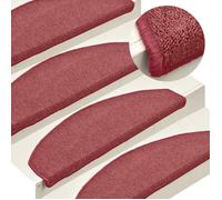 vidaXL Tapis d'escalier 15 pièces 65 x 24 x 4 cm Bordeaux Demi-rond Grand 322373