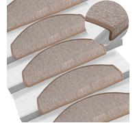 vidaXL Tapis d'escalier 15 pièces 65 x 24 x 4 cm Marron clair Demi-rond Grand 133886