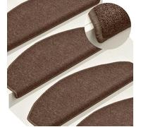 vidaXL Tapis d'escalier 15 pièces 65 x 24 x 4 cm Marron Demi-rond Grand 322367