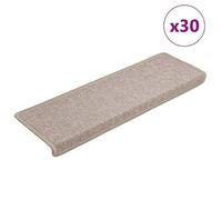 vidaXL Tapis d'escalier 30 pcs 65x21x4 cm Taupe, bande de roulement, tapis de bande de roulement d'escalier, couvre-marche 3365771