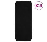 Tapis d escalier antidérapants 15pcs 60x25cm Noir Rectangulaire