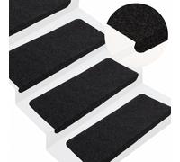 Vidaxl Tapis D'escalier Auto-Adhésifs 15 Pcs 65x28 Cm Noir