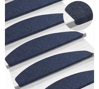 vidaXL Tapis d'escalier Auto-adhésifs 15 pcs Bleu 80 x 28 x 3,5 cm, Tapis de Marche Modernes, antidérapants, Confortables, Tapis pour intérieur, réduisent Le Bruit