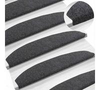 Vidaxl Tapis D'escalier Auto-Adhésifs 15 Pcs Gris Foncé