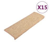 Vidaxl Tapis D'escalier Auto-Adhésifs 15 Pcs Marron Clair 65x25 Cm
