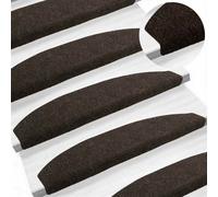 Vidaxl Tapis D'escalier Auto-Adhésifs 15 Pcs Marron Foncé