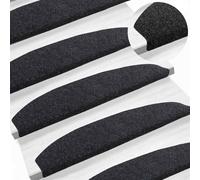 Vidaxl Tapis D'escalier Auto-Adhésifs 15 Pcs Noir 80 X 24,5 X 3,5 Cm