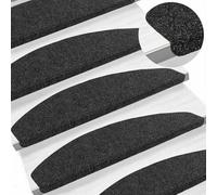 vidaXL Tapis d'escalier Auto-adhésifs 15 pcs Noir 80 x 28 x 3,5 cm, Tapis de Marche Modernes, antidérapants, Confortables, Tapis pour intérieur, réduisent Le Bruit