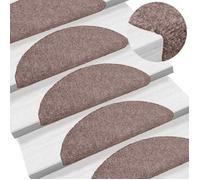 vidaXL Tapis d'escalier auto-adhésifs 15 pièces 56 x 17 x 3 cm Marron clair Demi-rond 132690