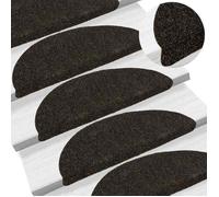 vidaXL Tapis d'escalier auto-adhésifs 15 pièces 56 x 17 x 3 cm Marron foncé Demi-rond 322348