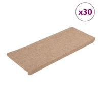 Vidaxl Tapis D'escalier Auto-Adhésifs 30 Pcs Beige 65x24,5x3,5 Cm