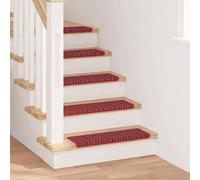 Vidaxl Tapis D'escalier Auto-Adhésifs Rayé 15 Pcs Rouge 65 X 21 X 4 Cm