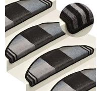 vidaXL Tapis d'escalier autoadhésifs 10 pièces antidérapants 65x21x4 cm Noir et Gris