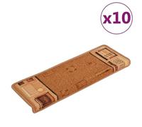 Vidaxl Tapis D'escalier Autoadhésifs 10 Pcs 65x25 Cm Beige