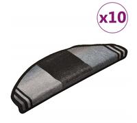 Vidaxl Tapis D'escalier Autoadhésifs 10 Pcs 65x25 Cm Noir Et Gris